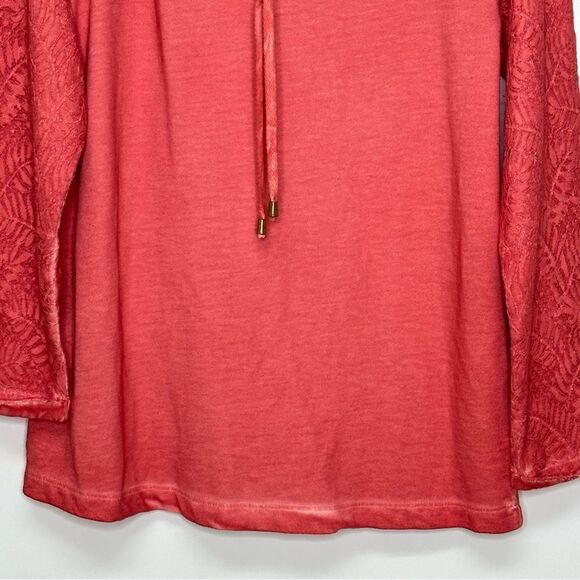 Soft Surroundings Cowl Neck Lace Sleeve Sweatshirt Coral Size - Picture 4 of 12